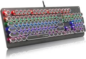 img 4 attached to E-YOOSO K600: The Ultimate Retro Mechanical Gaming Keyboard with Rainbow LED Backlight and Blue Switch - Perfect for Home or Work!