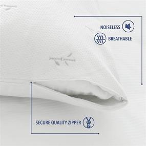 img 2 attached to 🌿 FeelAtHome Cooling Bamboo Pillow Cover - Waterproof, 20 x 30 Inches Pack of 2 (Queen) - Very Soft & Comfortable, Zippered Bamboo Pillowcase - Hypoallergenic Fibre Fabric Case Cover