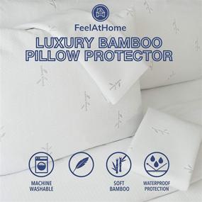img 3 attached to 🌿 FeelAtHome Cooling Bamboo Pillow Cover - Waterproof, 20 x 30 Inches Pack of 2 (Queen) - Very Soft & Comfortable, Zippered Bamboo Pillowcase - Hypoallergenic Fibre Fabric Case Cover