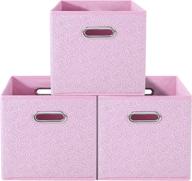 🌹 romantic rose print storage cubes set - anminy 3pcs large bins boxes baskets, non-woven fabric with handles, desktop closet shelf foldable organizer container for home office, 11"x 11"x 11", pink logo