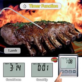 img 1 attached to LCD Digital Cooking Thermometer - Instant Read Food Thermometer with 🌡️ Stainless Steel Probe & Timer for Meat, Kitchen, Oven, BBQ, Grill, Smoker