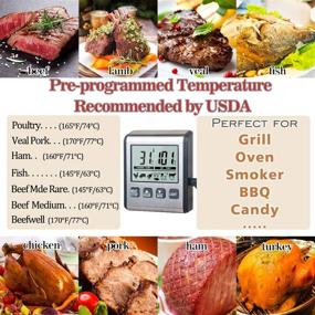 img 3 attached to LCD Digital Cooking Thermometer - Instant Read Food Thermometer with 🌡️ Stainless Steel Probe & Timer for Meat, Kitchen, Oven, BBQ, Grill, Smoker