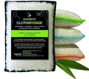 img 4 attached to 🧽 Whiff Bamboo Sponges - Sustainable, Powerful Scrubbing, Naturally Hygienic, Washable & Durable, Multi-Tasking 4-Pack for Kitchen and Household Cleaning