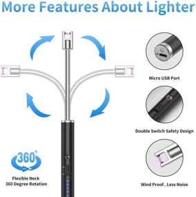 img 2 attached to Black Electric Candle Lighter USB Rechargeable with Flexible Neck & LED Battery Display - Ideal for Candle, Gas Stove, Camping, Fireworks, and BBQs