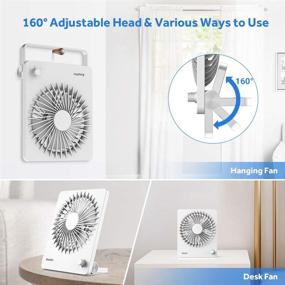 img 2 attached to 🌀 EasyAcc Rechargeable Desk Fan - 160° Foldable Portable Personal Fan with 2600mAh Battery - Mini USB Fan for Camping, Office, Outdoors - Stepless Speed Regulation - White