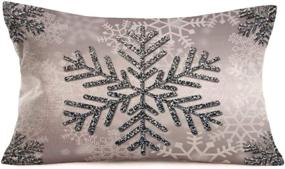 img 4 attached to 🎅 Aremetop Christmas Snowflake Pillow Covers: Festive Let it Snow Greetings Outdoor Decorative Cotton Linen Throw Pillow Case – Happy New Year Lumbar Cushion Cover 12x20 Inches for Sofa Xmas Gift