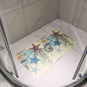 img 1 attached to 🛁 SENCOL 21: Non-Slip Kids Bathtub Mat - 39 x 71cm Super Soft Sturdy Suction Cup Surface - Anti-Bacterial Bathroom Accessory with Star Fish Design
