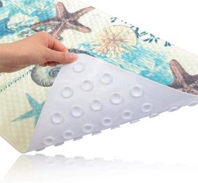 img 2 attached to 🛁 SENCOL 21: Non-Slip Kids Bathtub Mat - 39 x 71cm Super Soft Sturdy Suction Cup Surface - Anti-Bacterial Bathroom Accessory with Star Fish Design