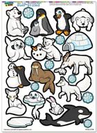 snowy winter arctic animals - cute seal, polar bear, and penguin slap-stickz(tm) party scrapbook craft car window locker stickers for christmas logo