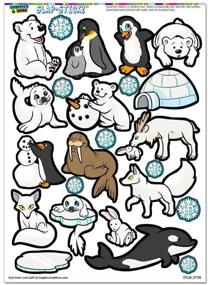 img 1 attached to Snowy Winter Arctic Animals - Cute Seal, Polar Bear, and Penguin Slap-STICKZ(TM) Party Scrapbook Craft Car Window Locker Stickers for Christmas