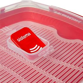 img 1 attached to 🍽️ Sistema Microwave Collection Plate with Removable Steaming Rack - Large, 44.6 oz./1.3 L, Red: Efficient Cooking and Steaming Solution