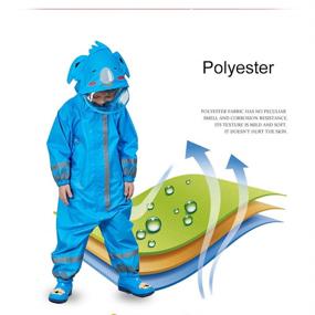 img 1 attached to 👶 Toddler Waterproof Coverall Kids Raincoat One Piece Rain Suit Reflective Hooded Rain Gear Blue L - Rainproof Rainsuit