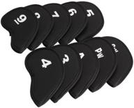 🏌️ neoprene black set of 10 golf head cover club iron putter head protectors logo