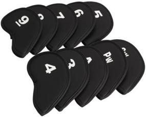 img 4 attached to 🏌️ Neoprene Black Set of 10 Golf Head Cover Club Iron Putter Head Protectors