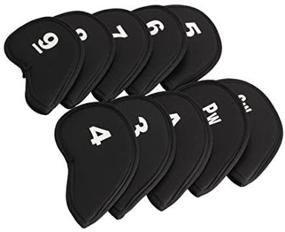 img 3 attached to 🏌️ Neoprene Black Set of 10 Golf Head Cover Club Iron Putter Head Protectors