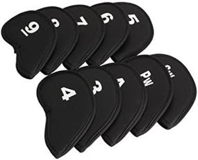 img 1 attached to 🏌️ Neoprene Black Set of 10 Golf Head Cover Club Iron Putter Head Protectors