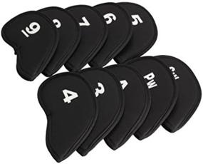 img 2 attached to 🏌️ Neoprene Black Set of 10 Golf Head Cover Club Iron Putter Head Protectors