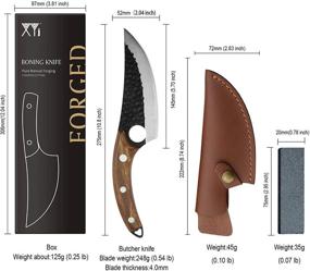img 1 attached to XYJ полнотельный нож для обвалки из нержавеющей стали длиной 6 дюймов с кожаным ножными - идеальный нож для кемпинга, кухни, барбекю и обвалки мяса при активном отдыхе