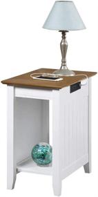 img 2 attached to 🔌 Edison End Table Charging Station in Driftwood/White by Convenience Concepts