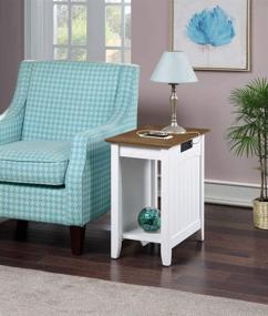 img 1 attached to 🔌 Edison End Table Charging Station in Driftwood/White by Convenience Concepts