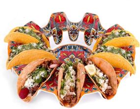 img 1 attached to Colorful Taco Carousel: Yellow White Prepara - Enhance Your Taco Preparation with Style