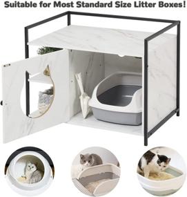 img 1 attached to MSmask Large Cat Litter Box Enclosure | Hidden Litter Furniture Cabinet | Privacy Cat Washroom Bench | Cat House Table Nightstand | Sturdy Iron and Wood Structure