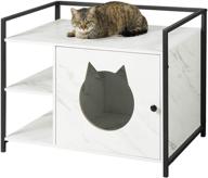 msmask large cat litter box enclosure | hidden litter furniture cabinet | privacy cat washroom bench | cat house table nightstand | sturdy iron and wood structure logo