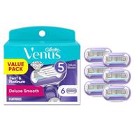 🪒 кассеты с лезвиями для бритвы gillette venus extra smooth 5, женские бритвы, упаковка 6 штук. логотип