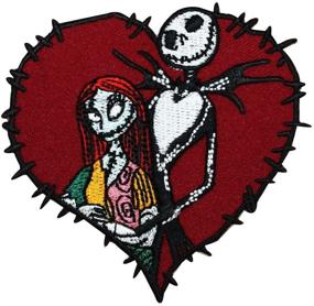 img 1 attached to Love Stitch Heart Iron-On Patch - Jack and Sally | Nightmare Before Christmas Applique