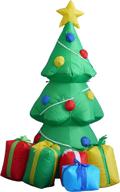 🎄 vibrant 5-foot inflatable christmas tree: multicolored gift boxes, led lights. perfect for yard, garden, and indoor decor, holiday lighting, home & family outdoor inflatables logo