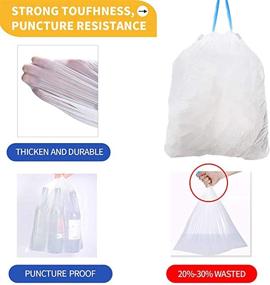 img 2 attached to 🗑️ High-quality 3-4 Gallon Drawstring Trash Bags - 90 count, Unscented White Garbage Bags for Kitchen/Bedroom/Office