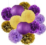 🎓 purple gold 2021 graduation decorations - furuix glitter gold/purple paper lanterns for purple themed birthday party, baby shower, bridal shower, wedding, or lsu decorations logo