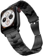 🕶️ ldfas металлический браслет из титана для apple watch 44мм и 42мм - версия с улучшенной прочностью, совместима с apple watch se, series 6/5/4/3 | чёрный логотип
