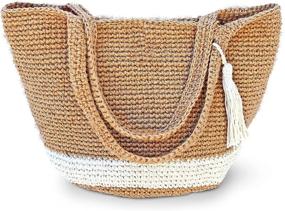 img 4 attached to 👜 Exquisite Handmade Shoulder Tote Bag: Premium Beach Bag - Crochet Jute - Natural & Stylish - Woven with Tassel - Versatile Handwoven Straw Boho Bag - Crossbody Bag