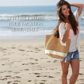 img 1 attached to 👜 Exquisite Handmade Shoulder Tote Bag: Premium Beach Bag - Crochet Jute - Natural & Stylish - Woven with Tassel - Versatile Handwoven Straw Boho Bag - Crossbody Bag