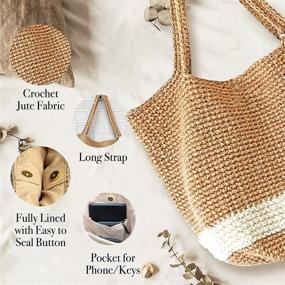 img 3 attached to 👜 Exquisite Handmade Shoulder Tote Bag: Premium Beach Bag - Crochet Jute - Natural & Stylish - Woven with Tassel - Versatile Handwoven Straw Boho Bag - Crossbody Bag