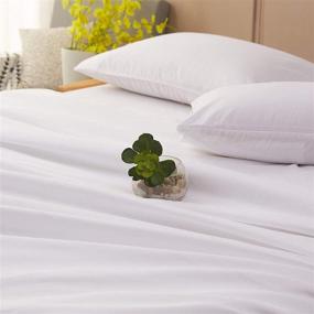 img 1 attached to 🛏️ Queen Size Pillowcase Set - Ultra Soft and Durable 100% Egyptian Cotton 1000 Thread Count - Silky Smooth White Pillow Case Set