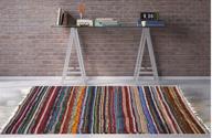 🌈 colorful bohemian chindi area rug - 7x5 - eco friendly 100% recycled cotton rug for bedroom, living room, kitchen, or laundry room logo