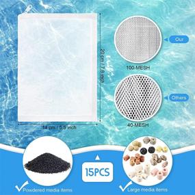 img 3 attached to 🐠 Geiserailie 15 Pieces Aquarium Filter Bags: Fine Mesh Nylon Bags for Resins & Activated Carbon in Fresh or Saltwater Tanks