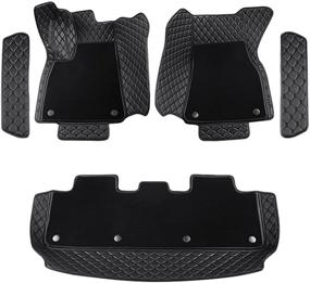 img 4 attached to Tesla Model Y All-Weather Floor Mat - Waterproof and Full Coverage PU Leather Vehicle Floor Carpet