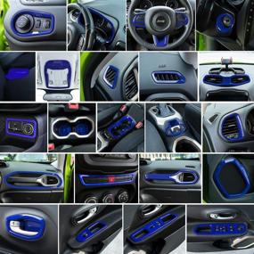 img 3 attached to 🚗 Danti 36 Pcs Blue Car Interior Accessories for Jeep Renegade 2015-2021: Cover Air Conditioning Vent, Door Speaker, Water Cup Holder, Headlight Switch, Window Lift Button Covers