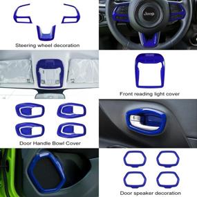 img 1 attached to 🚗 Danti 36 Pcs Blue Car Interior Accessories for Jeep Renegade 2015-2021: Cover Air Conditioning Vent, Door Speaker, Water Cup Holder, Headlight Switch, Window Lift Button Covers