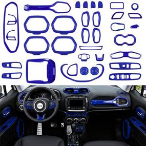 img 4 attached to 🚗 Danti 36 Pcs Blue Car Interior Accessories for Jeep Renegade 2015-2021: Cover Air Conditioning Vent, Door Speaker, Water Cup Holder, Headlight Switch, Window Lift Button Covers