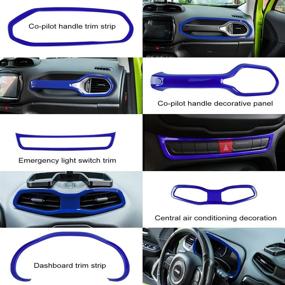 img 2 attached to 🚗 Danti 36 Pcs Blue Car Interior Accessories for Jeep Renegade 2015-2021: Cover Air Conditioning Vent, Door Speaker, Water Cup Holder, Headlight Switch, Window Lift Button Covers