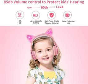 img 2 attached to 🐱 LOBKIN Foldable Wired Over Ear Kids Headphone with Glowing LED Blinking Light - Ideal for Girls, Children, Cosplay Fans, and Online Classes - Cat Ear Headphones (Peach)