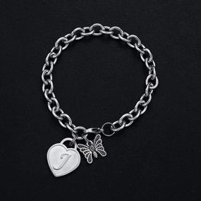 img 2 attached to 🐎 Stainless Steel Charm Bracelets for Women and Girls - Engraved Initials, Horse, Giraffe, Llama, and Butterfly Jewelry - Perfect Gifts for Horse Lovers and Animal Enthusiasts