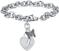 🐎 stainless steel charm bracelets for women and girls - engraved initials, horse, giraffe, llama, and butterfly jewelry - perfect gifts for horse lovers and animal enthusiasts logo