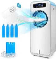 🌬️ portable air conditioner fan with handle: personal mini air cooler for home office, ultra-quiet cooling, led display & 7 colors lights logo