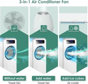 img 3 attached to 🌬️ Portable Air Conditioner Fan with Handle: Personal Mini Air Cooler for Home Office, Ultra-Quiet Cooling, LED Display & 7 Colors Lights