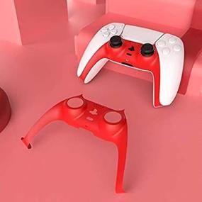 img 1 attached to 🎮 Red Replacement Shell for PS5 Dualsense Controller with DIY Decorative Strip - Enhance Your Gaming Experience
